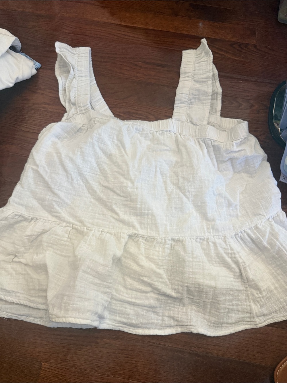 SO White Ruffle-Hem Camisole Tank